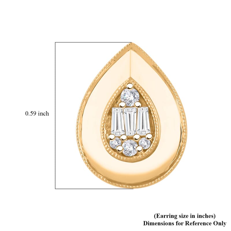 Clarte Gatsby Collection Moissanite 0.40 ctw Pear Stud Earrings in Vermeil Yellow Gold Over Sterling Silver