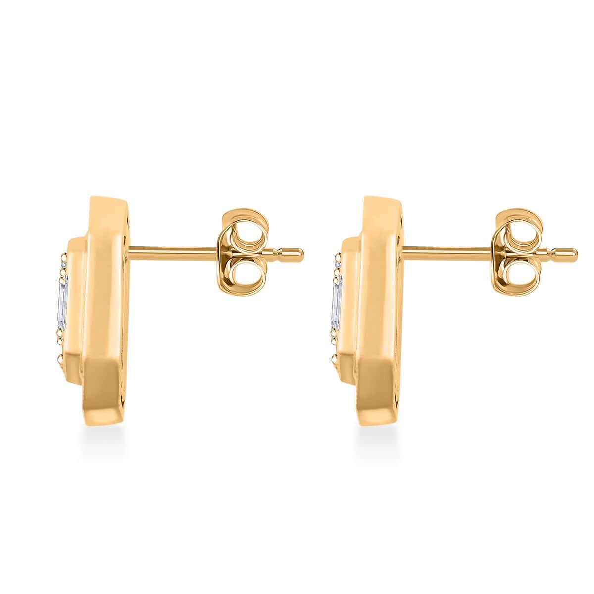 Clarte Gatsby Collection Moissanite 0.75 ctw Emerald Cut Stud Earrings in Vermeil Yellow Gold Over Sterling Silver image number 3