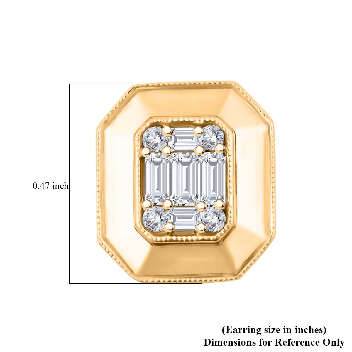 Clarte Gatsby Collection Moissanite 0.75 ctw Emerald Cut Stud Earrings in Vermeil Yellow Gold Over Sterling Silver image number 4