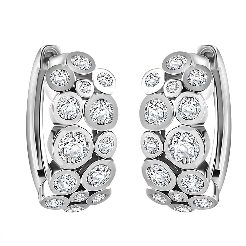 Moissanite 2.00 ctw Bubble Earrings in Rhodium Over Sterling Silver