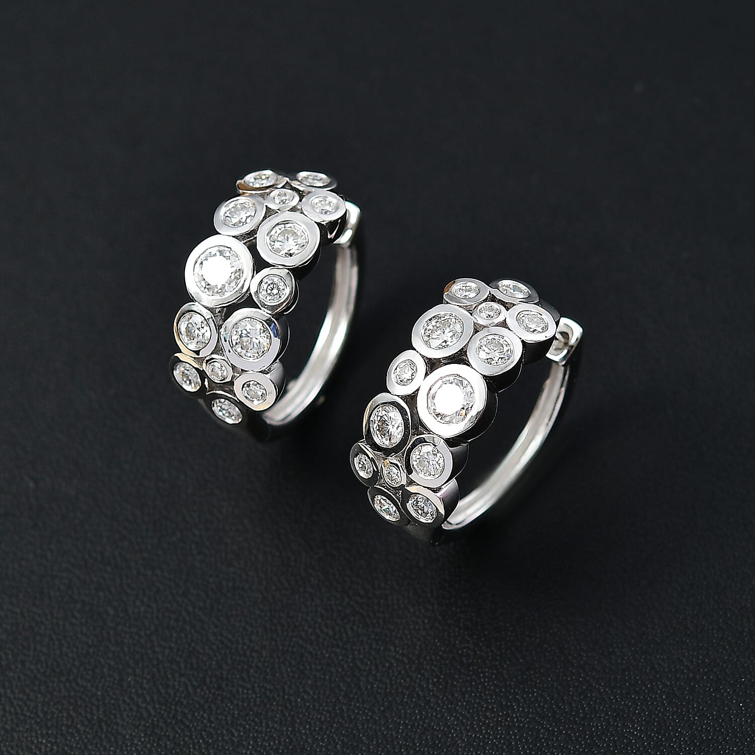 Moissanite 2.00 ctw Bubble Earrings in Rhodium Over Sterling Silver