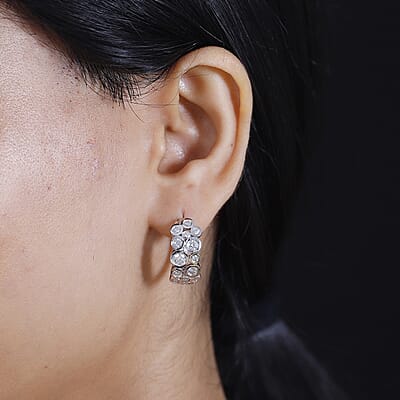 Moissanite 2.00 ctw Bubble Earrings in Rhodium Over Sterling Silver