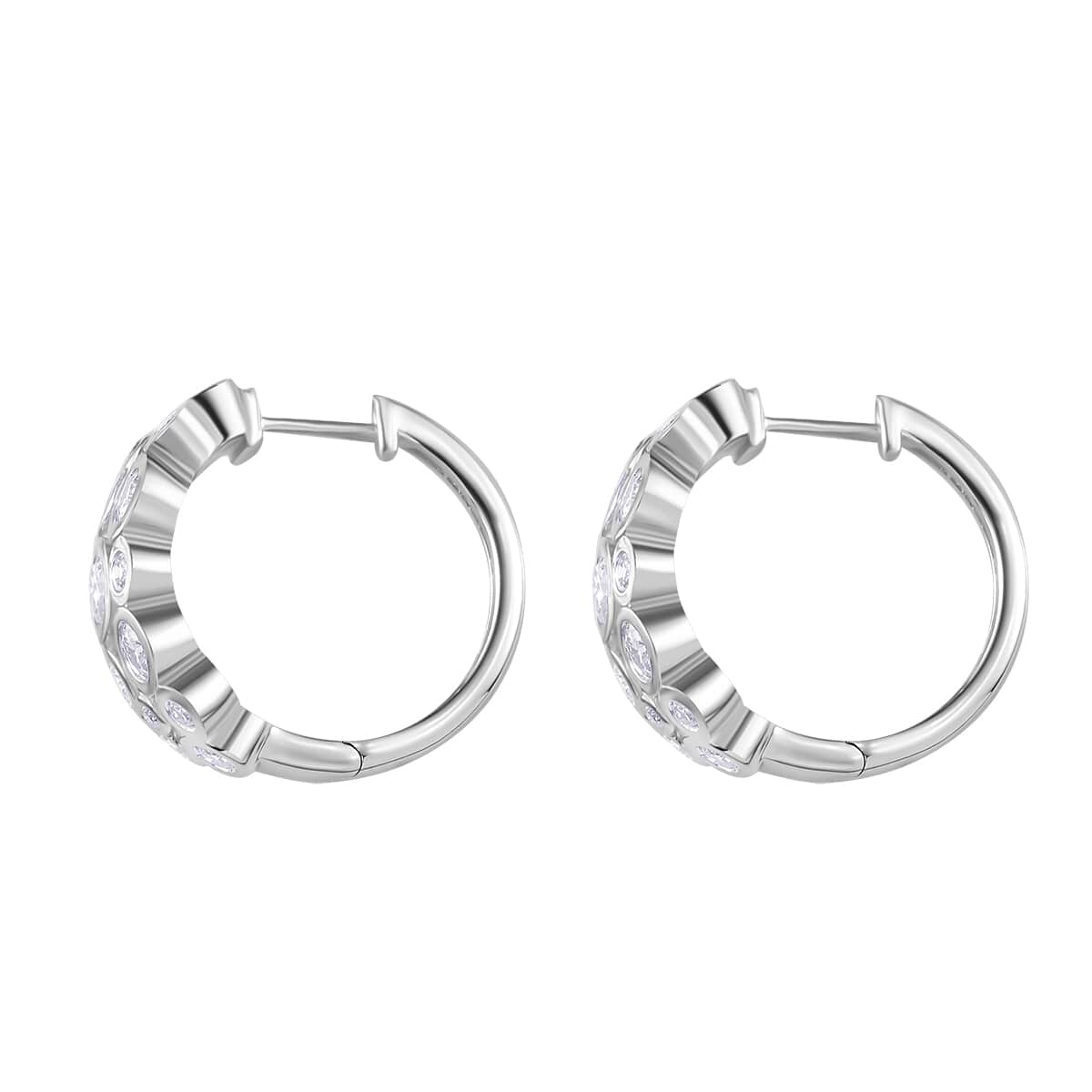 Moissanite 2.00 ctw Hoop Earrings in Rhodium Over Sterling Silver image number 3