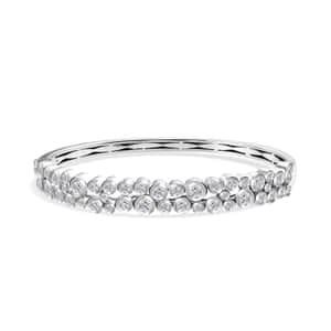 Moissanite 3.85 ctw Bubble Bangle Bracelet in Rhodium Over Sterling Silver (7.25 In)