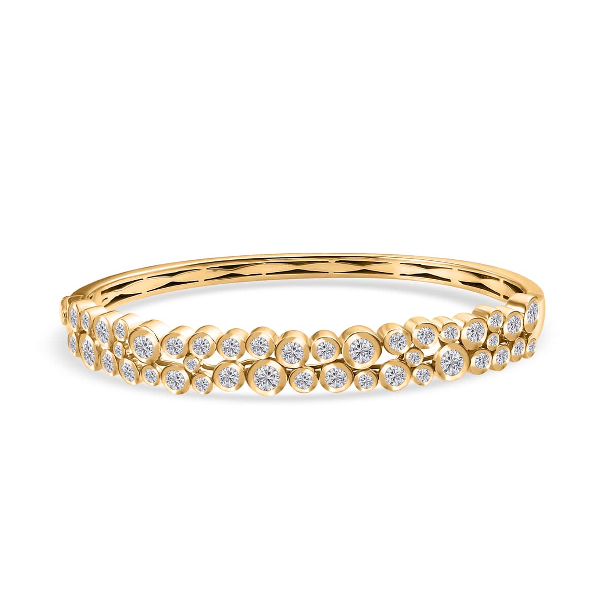 Moissanite 3.85 ctw Bubble Bangle Bracelet in 18K Vermeil Yellow Gold Over Sterling Silver (7.25 In) image number 0