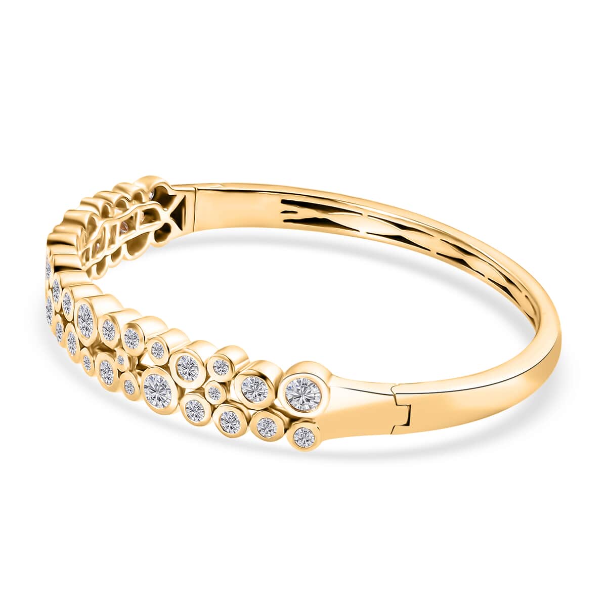 Moissanite 3.85 ctw Bubble Bangle Bracelet in 18K Vermeil Yellow Gold Over Sterling Silver (7.25 In) image number 3