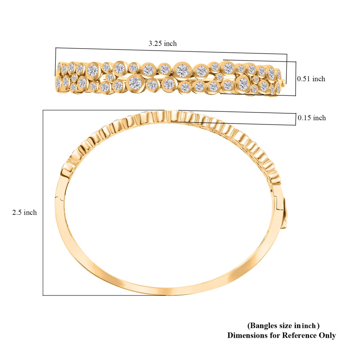 Moissanite 3.85 ctw Bubble Bangle Bracelet in 18K Vermeil Yellow Gold Over Sterling Silver (7.25 In) image number 5