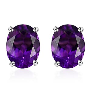 Mashamba Amethyst 2.25 ctw Solitaire Stud Earrings in Rhodium Over Sterling Silver 