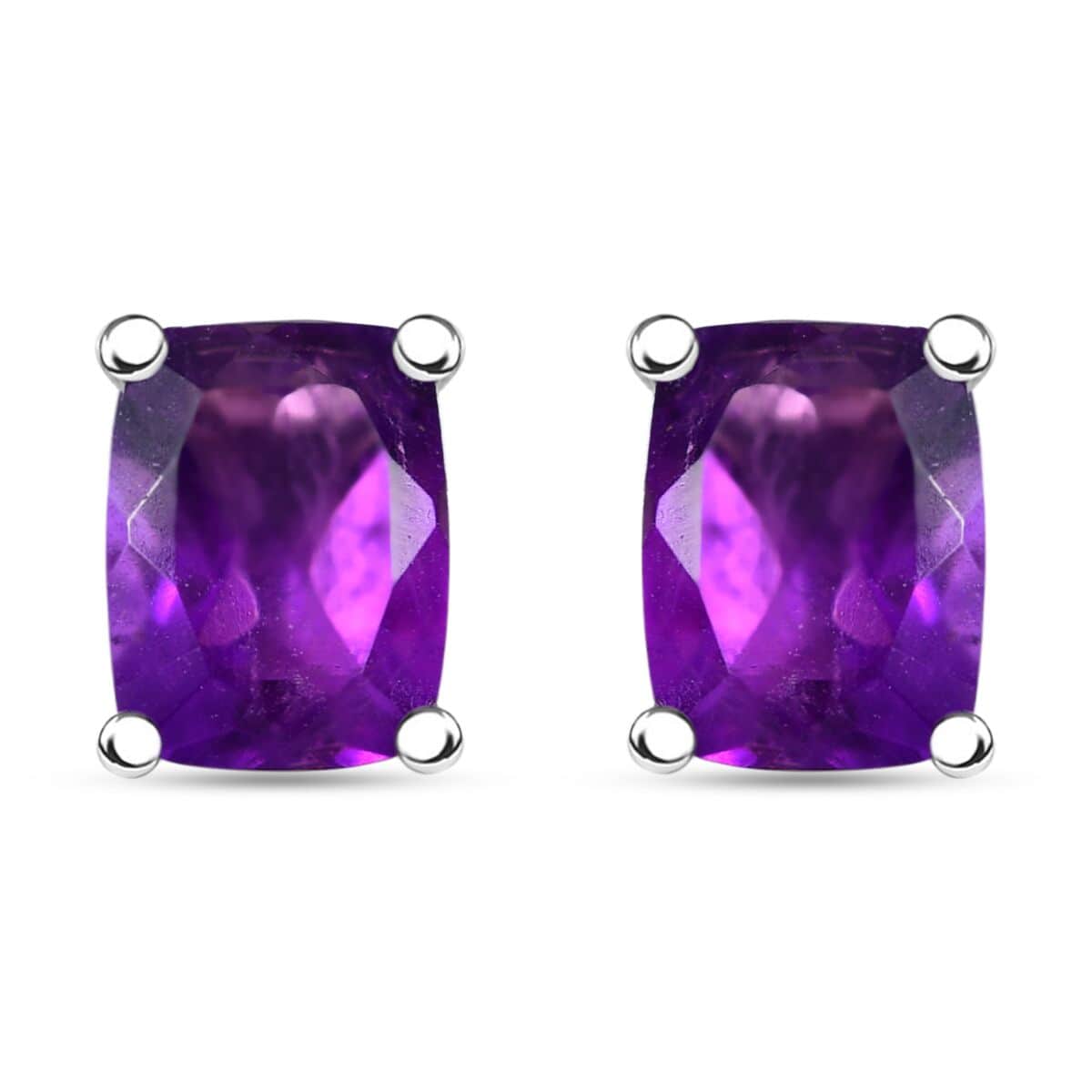 Premium Mashamba Amethyst 2.85 ctw Solitaire Stud Earrings in Rhodium Over Sterling Silver  image number 0