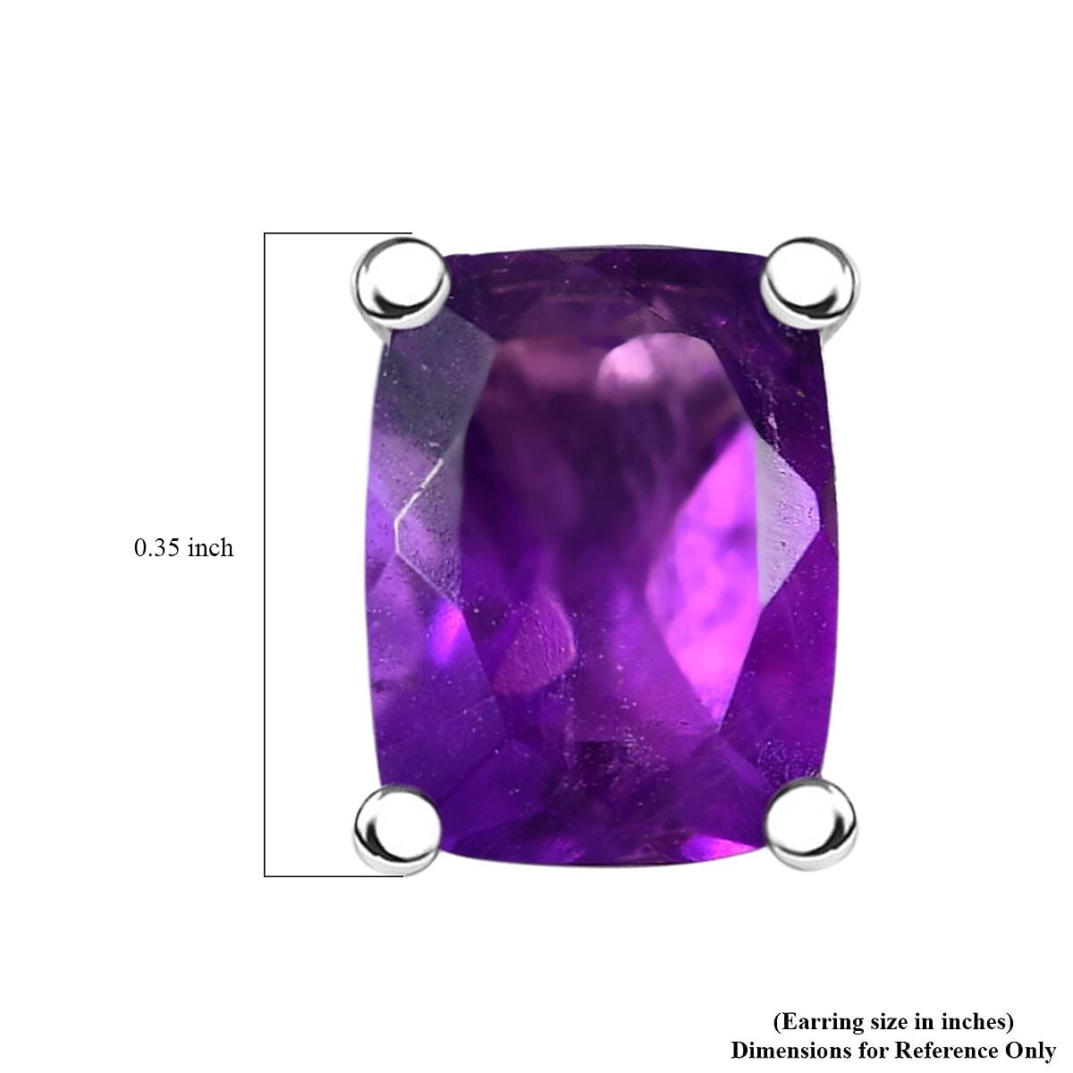 Premium Mashamba Amethyst 2.85 ctw Solitaire Stud Earrings in Rhodium Over Sterling Silver 