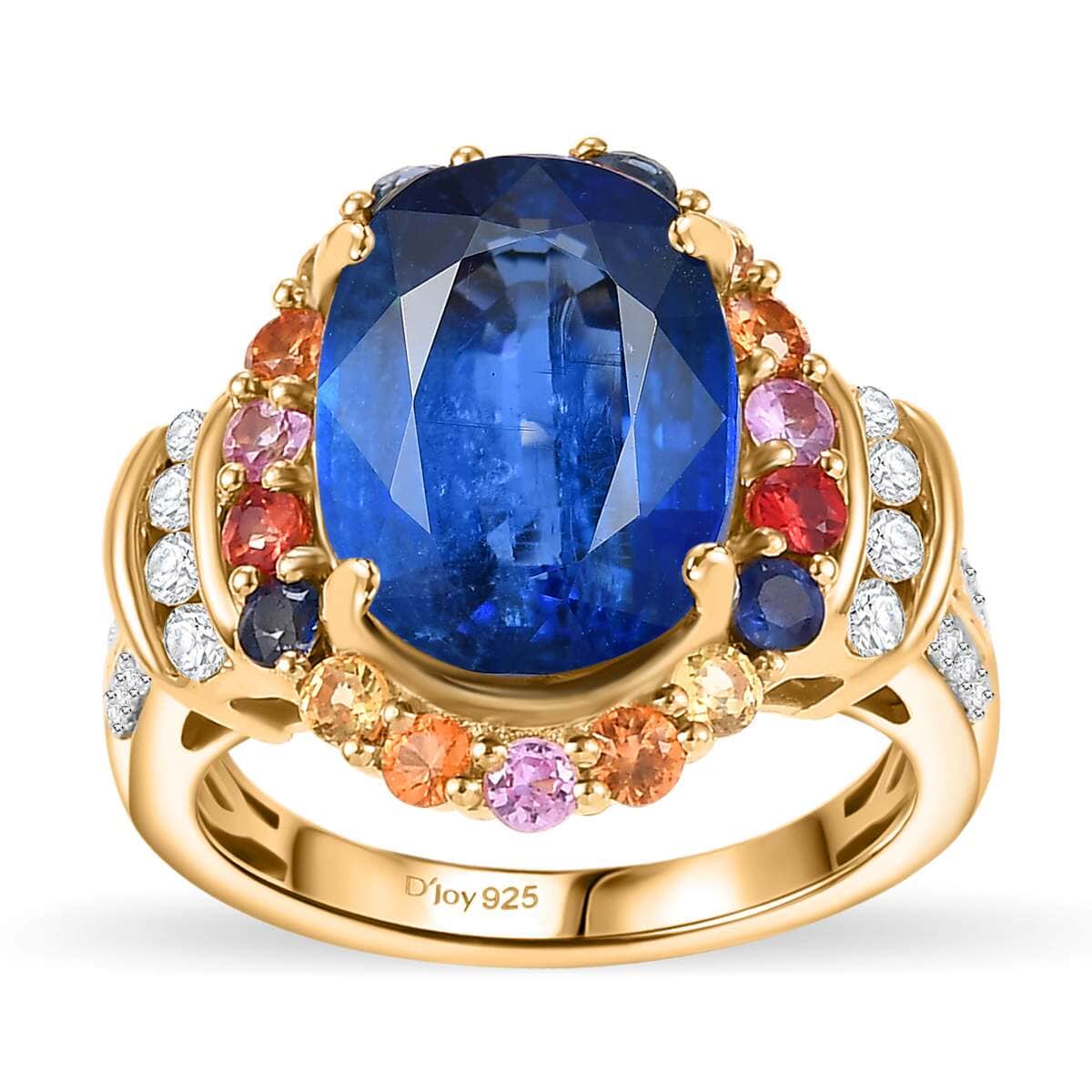 Premium Kashmir Kyanite and Multi Gemstone 9.70 ctw Ring in 18K Vermeil Yellow Gold Over Sterling Silver image number 0