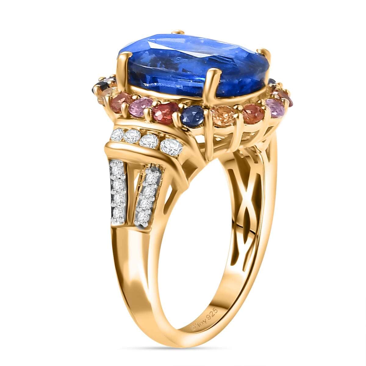 Premium Kashmir Kyanite and Multi Gemstone 9.70 ctw Ring in 18K Vermeil Yellow Gold Over Sterling Silver image number 3