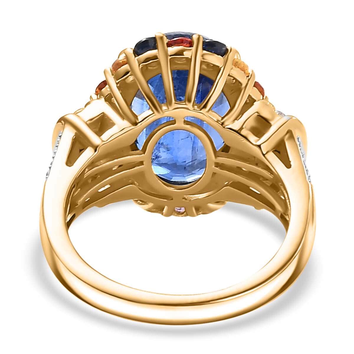 Premium Kashmir Kyanite and Multi Gemstone 9.70 ctw Ring in 18K Vermeil Yellow Gold Over Sterling Silver image number 4