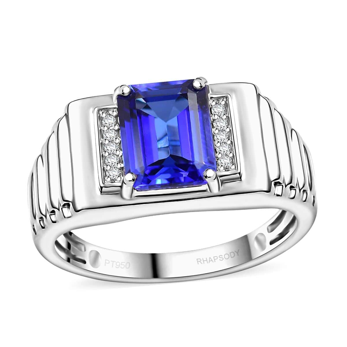 Rhapsody 950 Platinum AAAA Tanzanite, Diamond (E-F, VS2) Men's Ring (Size 10.0) (10.18 g) 2.90 ctw image number 0