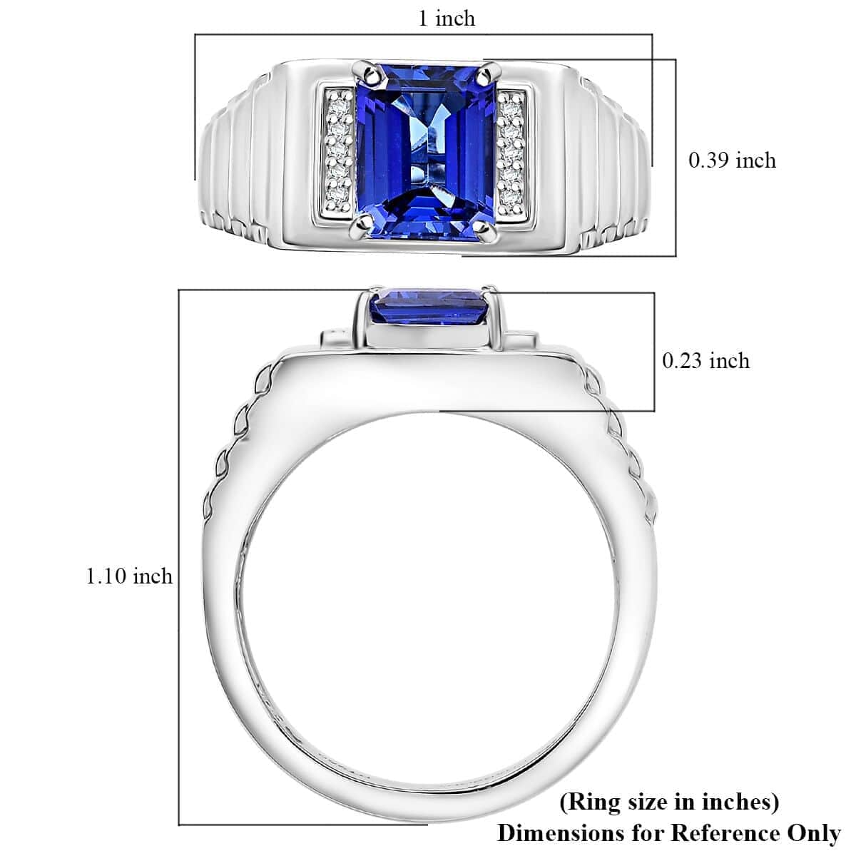 Rhapsody 950 Platinum AAAA Tanzanite, Diamond (E-F, VS2) Men's Ring (Size 10.0) (10.18 g) 2.90 ctw image number 5