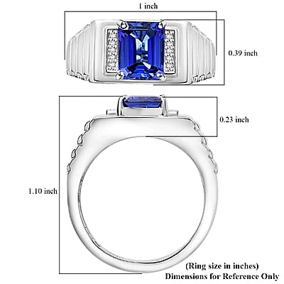 Rhapsody AAAA Tanzanite and E-F VS2 Diamond 2.65 ctw Men's Statement Ring in 950 Platinum (Size  10.0) 10.15 Grams