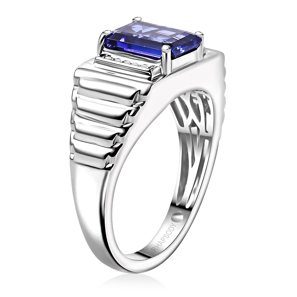 Rhapsody AAAA Tanzanite and E-F VS2 Diamond 2.65 ctw Men's Statement Ring in 950 Platinum (Size  12.0) 10.15 Grams image number 3