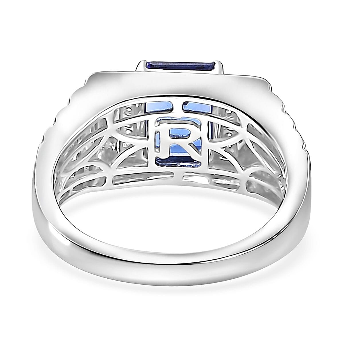 Rhapsody AAAA Tanzanite and E-F VS2 Diamond 2.65 ctw Men's Statement Ring in 950 Platinum (Size  12.0) 10.15 Grams image number 4