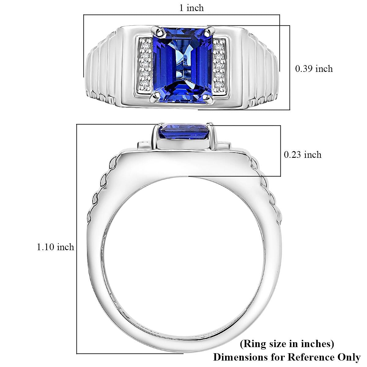 Rhapsody AAAA Tanzanite and E-F VS2 Diamond 2.65 ctw Men's Statement Ring in 950 Platinum (Size  12.0) 10.15 Grams image number 5