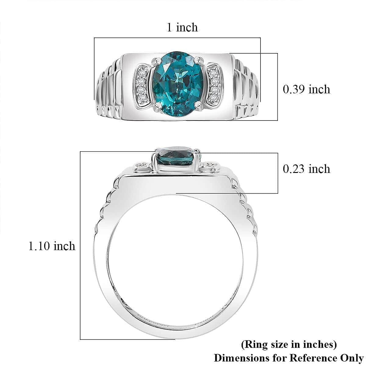 Rhapsody AAAA Pirineu Lagoon Tourmaline and E-F VS2 Diamond 2.10 ctw Men's Ring in 950 Platinum (Size 10.0) 10.50 Grams