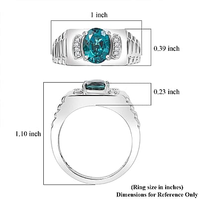 Rhapsody AAAA Pirineu Lagoon Tourmaline and E-F VS2 Diamond 2.10 ctw Men's Ring in 950 Platinum (Size 10.0) 10.50 Grams