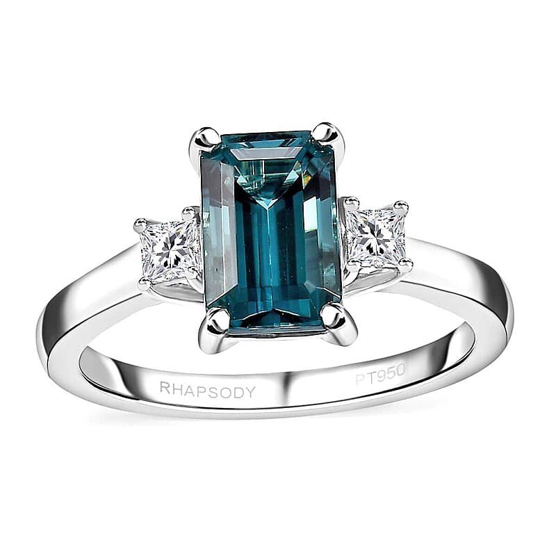 Certified & Appraised Rhapsody AAAA Pirineu Lagoon Tourmaline and E-F VS2 Diamond 2.33 ctw Ring in 950 Platinum (Size  10.0) 5.65 Grams