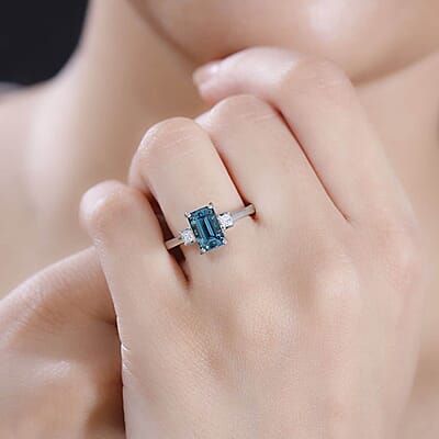 Certified & Appraised Rhapsody AAAA Pirineu Lagoon Tourmaline and E-F VS2 Diamond 2.33 ctw Ring in 950 Platinum (Size  10.0) 5.65 Grams