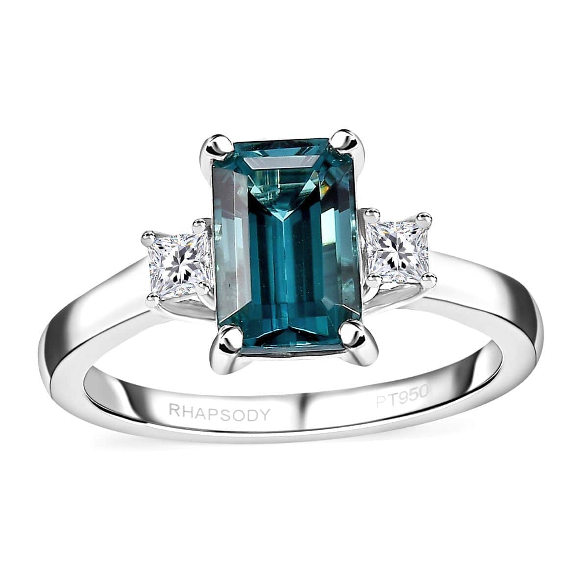 Certified & Appraised Rhapsody AAAA Pirineu Lagoon Tourmaline and E-F VS2 Diamond 2.33 ctw Ring in 950 Platinum (Size  7.0)  5.65 Grams image number 0