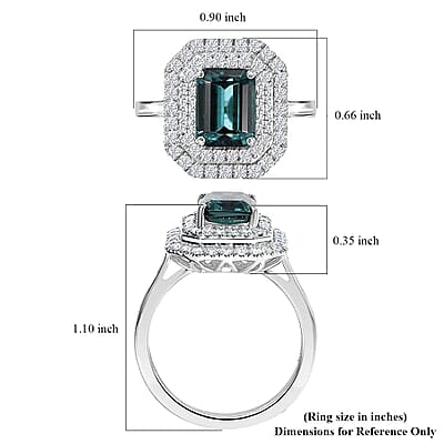 Certified & Appraised Rhapsody AAAA Pirineu Lagoon Tourmaline and E-F VS2 Diamond 3.30 ctw Double Halo Ring in 950 Platinum (Size  10.0) 8.05 Grams