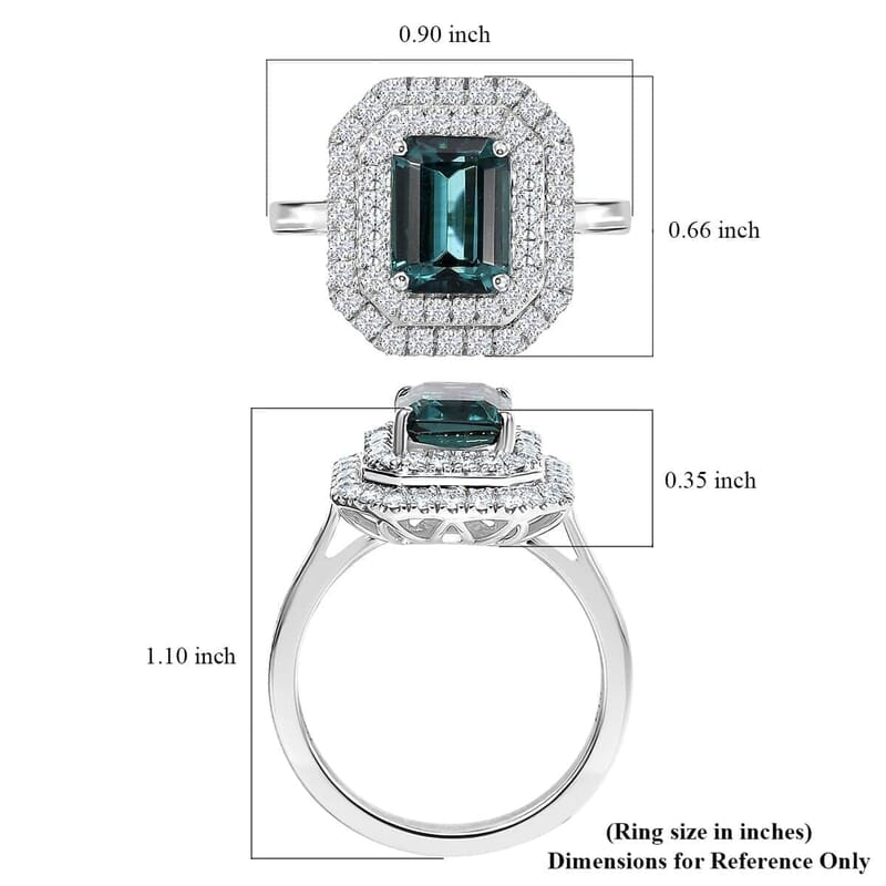 Certified & Appraised Rhapsody AAAA Pirineu Lagoon Tourmaline and E-F VS2 Diamond 3.30 ctw Double Halo Ring in 950 Platinum (Size  10.0) 8.05 Grams