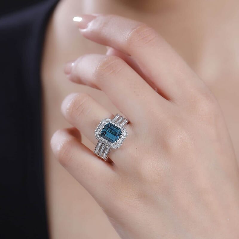 Certified & Appraised Rhapsody AAAA Pirineu Lagoon Tourmaline and E-F VS2 Diamond 3.86 ctw Ring in 950 Platinum (Size 10.0) 10 Grams