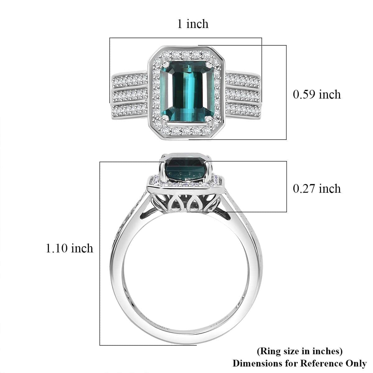 Certified & Appraised Rhapsody AAAA Pirineu Lagoon Tourmaline and E-F VS2 Diamond 3.86 ctw Ring in 950 Platinum (Size 10.0) 10 Grams image number 5