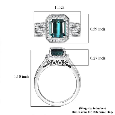 Certified & Appraised Rhapsody 950 Platinum AAAA Pirineu Lagoon Tourmaline, Diamond (E-F, VS2) (0.63 cts) Ring (Size 6.0) (10 g) 3.86 ctw