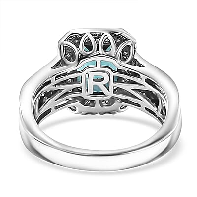 Certified & Appraised Rhapsody AAAA Pirineu Lagoon Tourmaline and E-F VS2 Diamond 3.86 ctw Ring in 950 Platinum (Size 7.0) 10 Grams