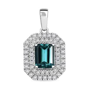 Certified & Appraised Rhapsody AAAA Pirineu Lagoon Tourmaline and E-F VS2 Diamond 3.05 ctw Double Halo Pendant in 950 Platinum 4.75 Grams