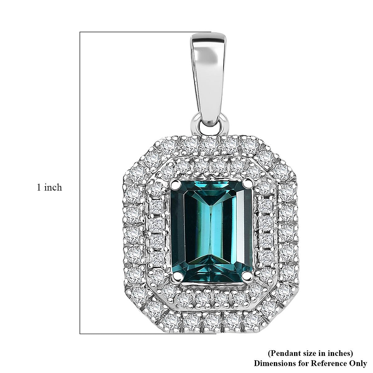 Certified & Appraised Rhapsody AAAA Pirineu Lagoon Tourmaline and E-F VS2 Diamond 3.05 ctw Double Halo Pendant in 950 Platinum 4.75 Grams