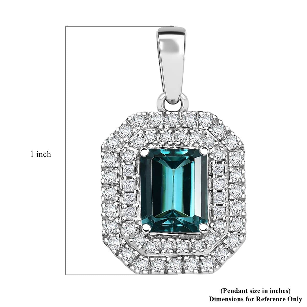 Certified & Appraised Rhapsody AAAA Pirineu Lagoon Tourmaline and E-F VS2 Diamond 3.05 ctw Double Halo Pendant in 950 Platinum 4.75 Grams image number 5