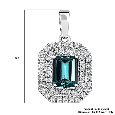 Certified & Appraised Rhapsody AAAA Pirineu Lagoon Tourmaline and E-F VS2 Diamond 3.05 ctw Double Halo Pendant in 950 Platinum 4.75 Grams