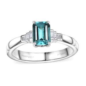 Certified & Appraised Rhapsody AAAA Pirineu Lagoon Tourmaline and E-F VS2 Diamond 1.26 ctw Ring in 950 Platinum (Size  10.0) 5.20 Grams