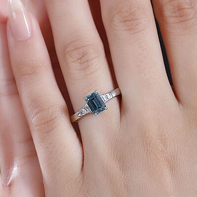 Certified & Appraised Rhapsody AAAA Pirineu Lagoon Tourmaline and E-F VS2 Diamond 1.26 ctw Ring in 950 Platinum (Size  10.0) 5.20 Grams