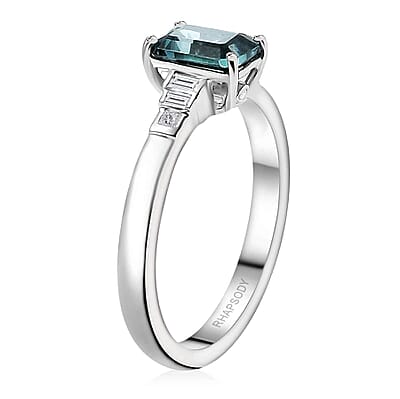 Certified & Appraised Rhapsody AAAA Pirineu Lagoon Tourmaline and E-F VS2 Diamond 1.26 ctw Ring in 950 Platinum (Size  10.0) 5.20 Grams