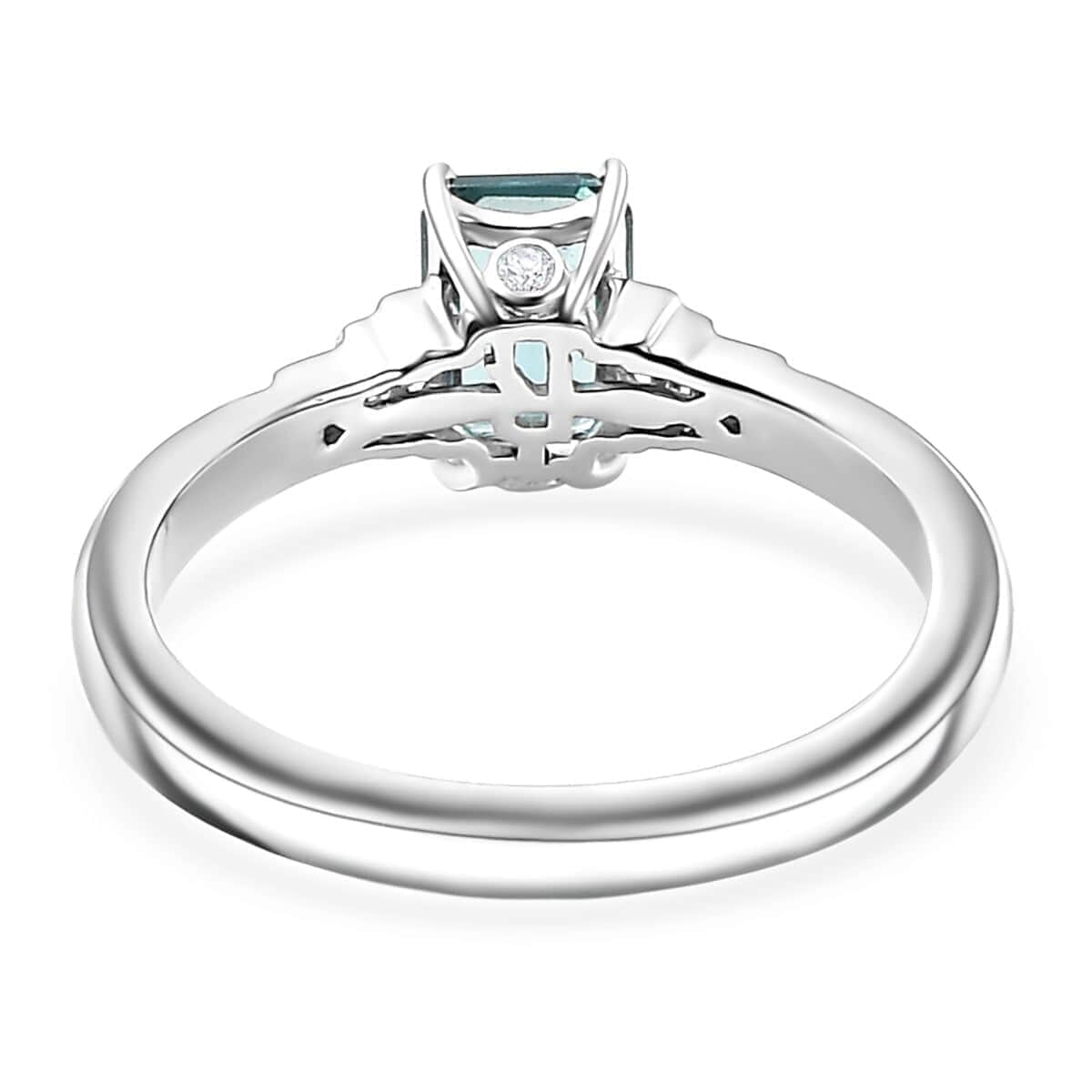 Certified & Appraised Rhapsody AAAA Pirineu Lagoon Tourmaline and E-F VS2 Diamond 1.26 ctw Ring in 950 Platinum (Size  10.0) 5.20 Grams image number 4