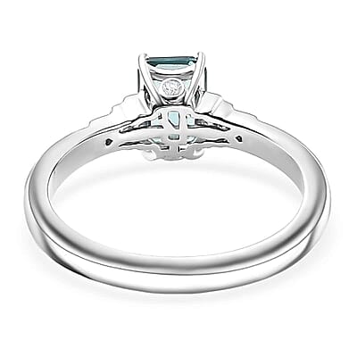 Certified & Appraised Rhapsody AAAA Pirineu Lagoon Tourmaline and E-F VS2 Diamond 1.26 ctw Ring in 950 Platinum (Size  10.0) 5.20 Grams