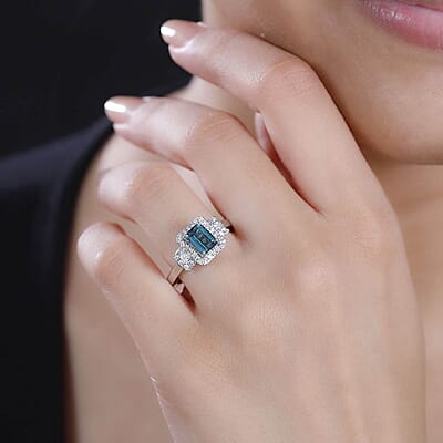 Certified & Appraised Rhapsody AAAA Pirineu Lagoon Tourmaline and E-F VS2 Diamond 2.10 ctw Ring in 950 Platinum (Size  10.0) 6.00 Grams