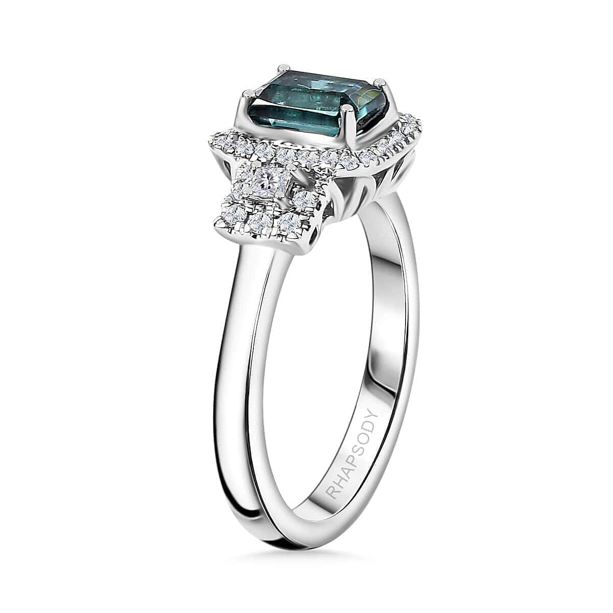 Certified & Appraised Rhapsody AAAA Pirineu Lagoon Tourmaline and E-F VS2 Diamond 2.10 ctw Ring in 950 Platinum (Size  10.0) 6.00 Grams