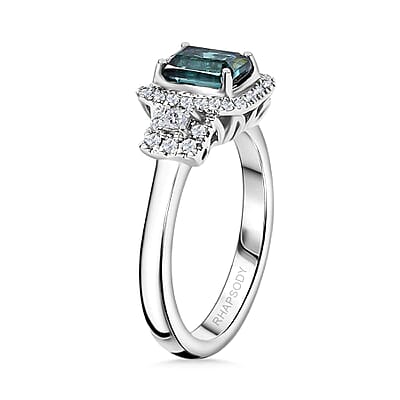 Certified & Appraised Rhapsody AAAA Pirineu Lagoon Tourmaline and E-F VS2 Diamond 2.10 ctw Ring in 950 Platinum (Size  10.0) 6.00 Grams