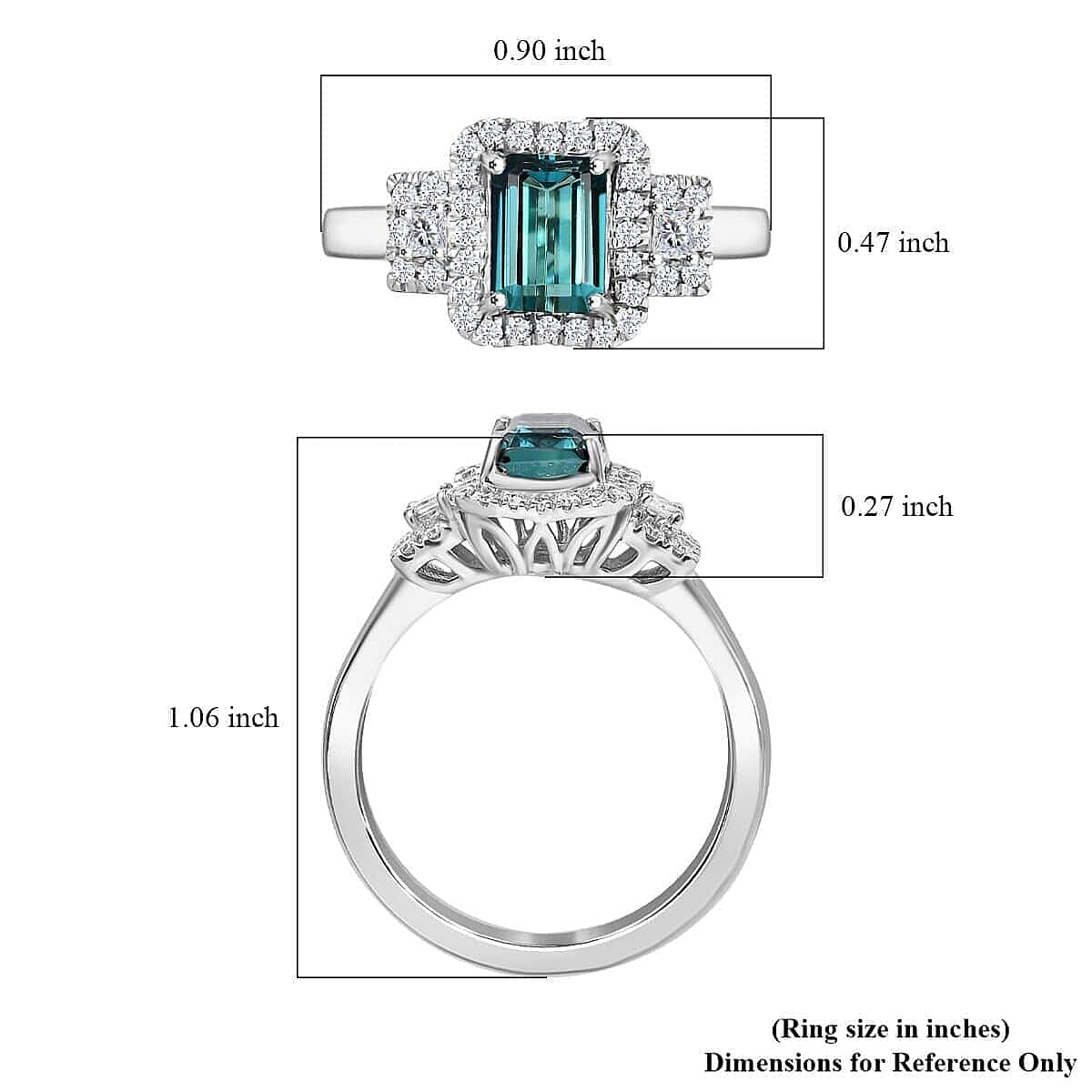 Certified & Appraised Rhapsody AAAA Pirineu Lagoon Tourmaline and E-F VS2 Diamond 2.10 ctw Ring in 950 Platinum (Size  10.0) 6.00 Grams