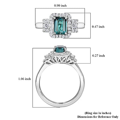 Certified & Appraised Rhapsody AAAA Pirineu Lagoon Tourmaline and E-F VS2 Diamond 2.10 ctw Ring in 950 Platinum (Size  10.0) 6.00 Grams