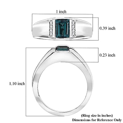 Certified & Appraised Rhapsody AAAA Pirineu Lagoon Tourmaline and E-F, VS2 Diamond 2.00 ctw Men's Ring in 950 Platinum (Size  10.0) 11.50 Grams