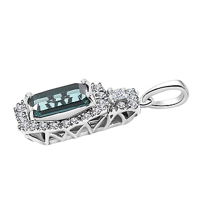 Certified & Appraised Rhapsody AAAA Pirineu Lagoon Tourmaline and E-F VS2 Diamond 1.70 ctw Pendant without Chain in 950 Platinum
